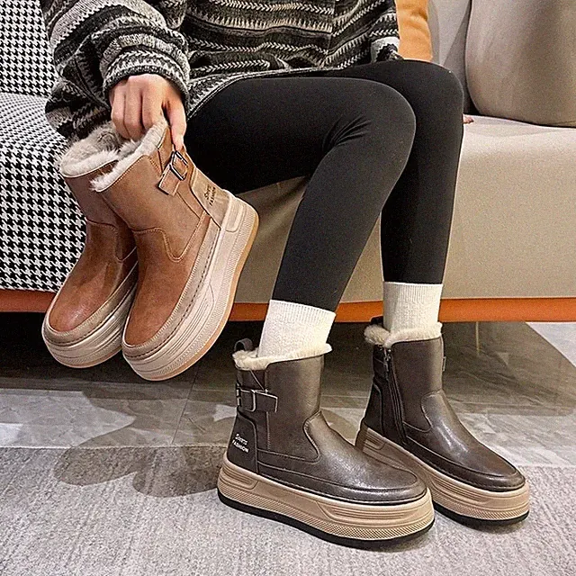 Damen Winterstiefel Schneeschuhe Warm Sneakers Gefüttert Stiefeletten Flache
