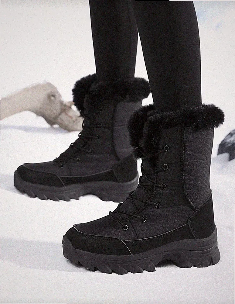 Damen Winterstiefel – Schwarz | Größe 37 | warm gefüttert & wasserdicht