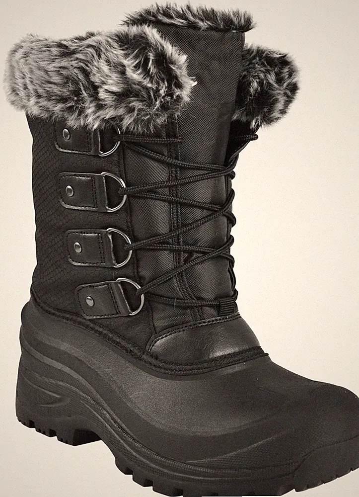 Damen Winterstiefel Snowboots Kälteschutzstiefel gefüttert Kunstfellrand 40°C