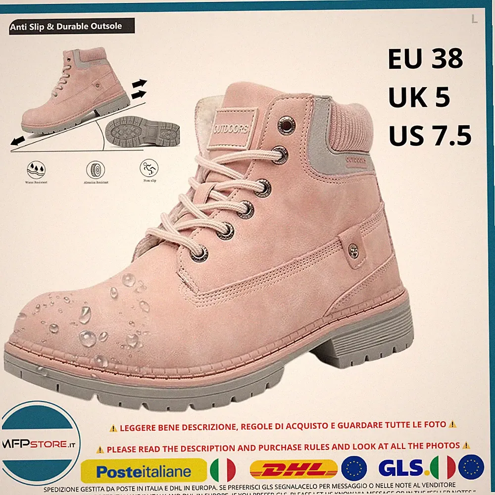 Warme Wasserdichte Damen Winterstiefel Snow Boots EU 38 Rosa/Grau