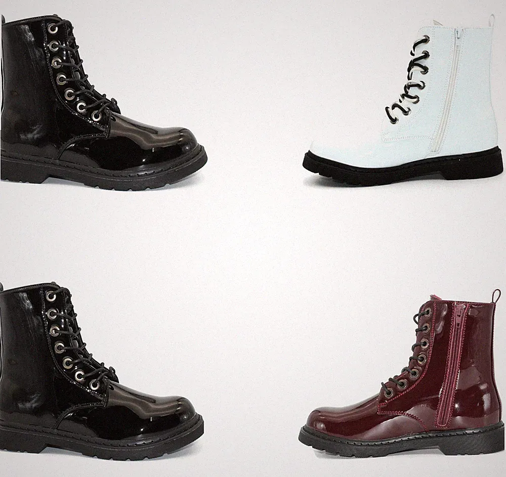 DAMEN ZUM SCHNÜREN SEITLICHER REISSVERSCHLUSS BLOCKABSATZ MILITÄR STIEFELETTEN SCHUHE GRÖSSE 3-8 UK