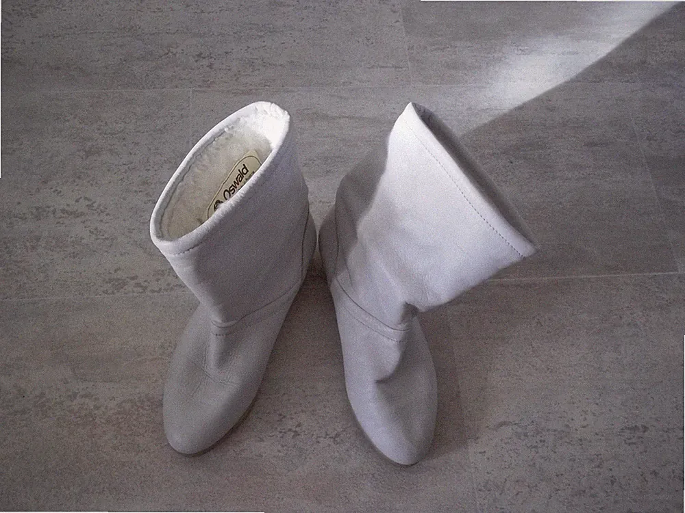 Damenboots, Gr.34, Leder, cremeweiß, gefüttert, Oswald