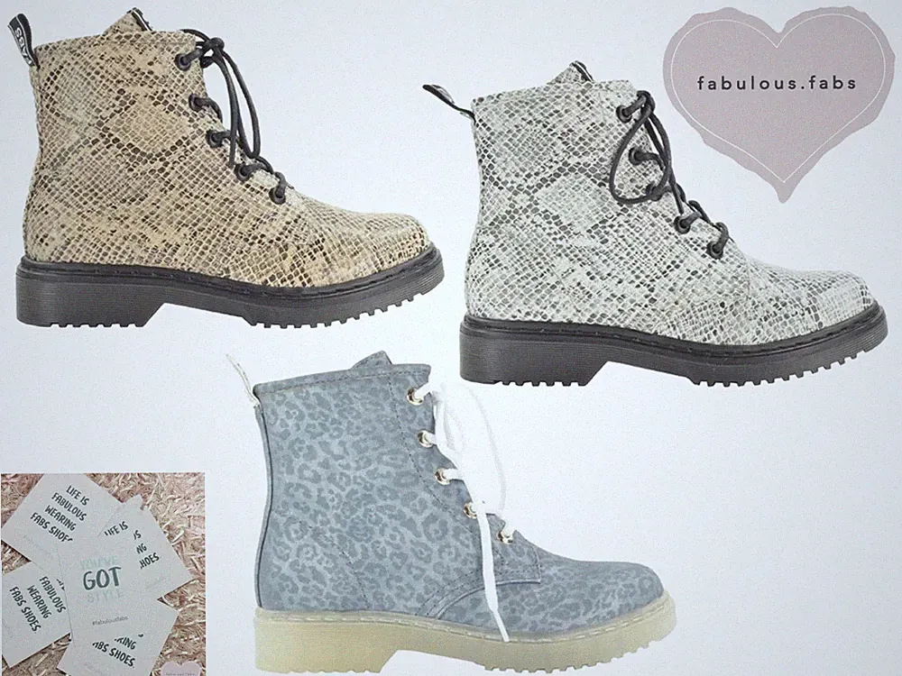 Damenmode Stiefeletten fabelhafte Fabs Schnürschuhe klobige Sohle Bikerschuhe