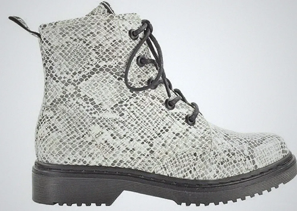 Damenmode Stiefeletten fabelhafte Fabs Schnürschuhe klobige Sohle Bikerschuhe