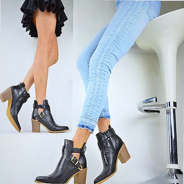 DAMENSCHUHE DESIGNER SCHWARZ COWBOY-WESTERN-BOOTS ELEGANT STIEFELETTEN