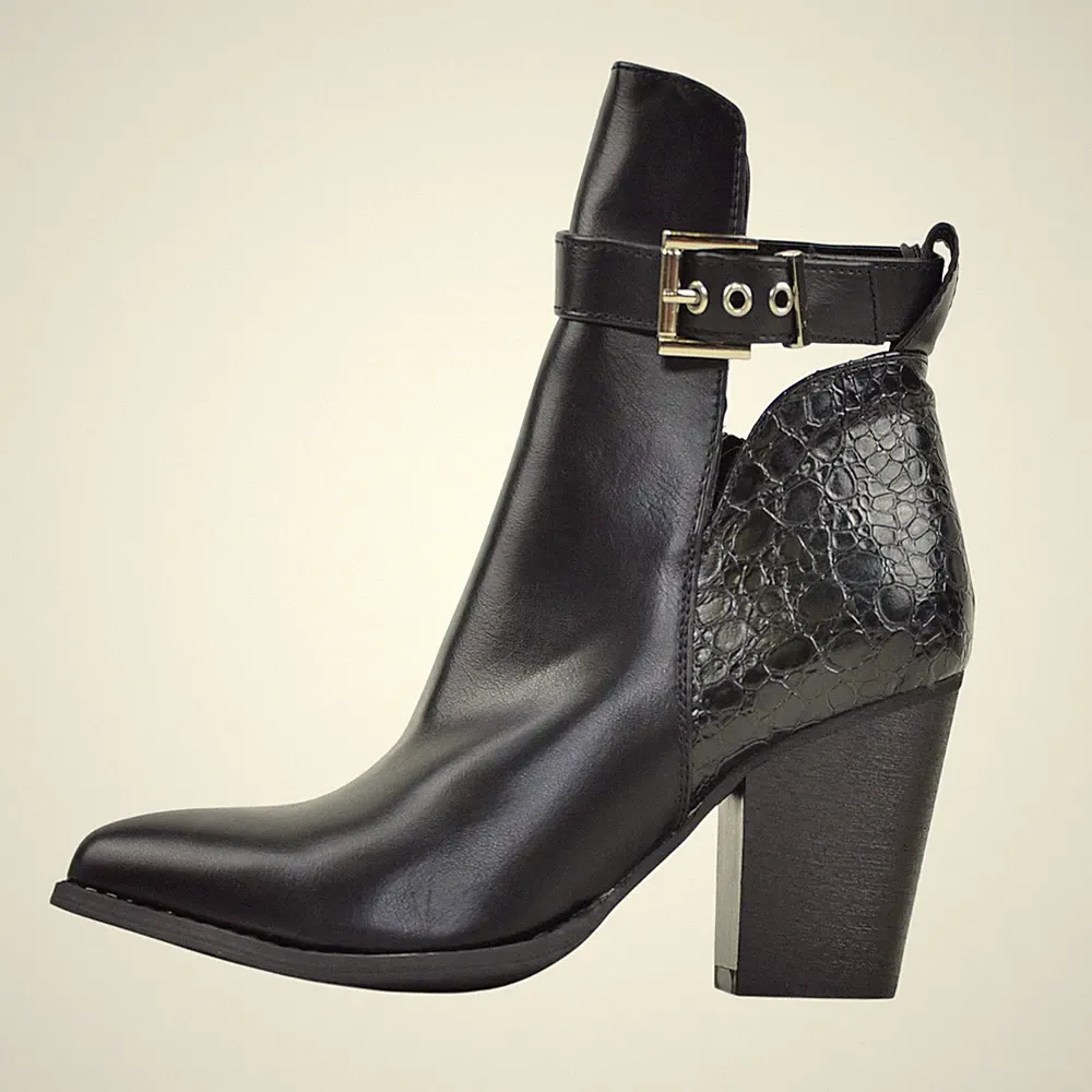 DAMENSCHUHE DESIGNER SCHWARZ COWBOY-WESTERN-BOOTS ELEGANT STIEFELETTEN