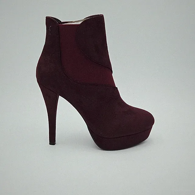 Damenschuhe Kätzchen Gr. 39 Stiefeletten Bordeaux Wildleder Synthetik 324CN