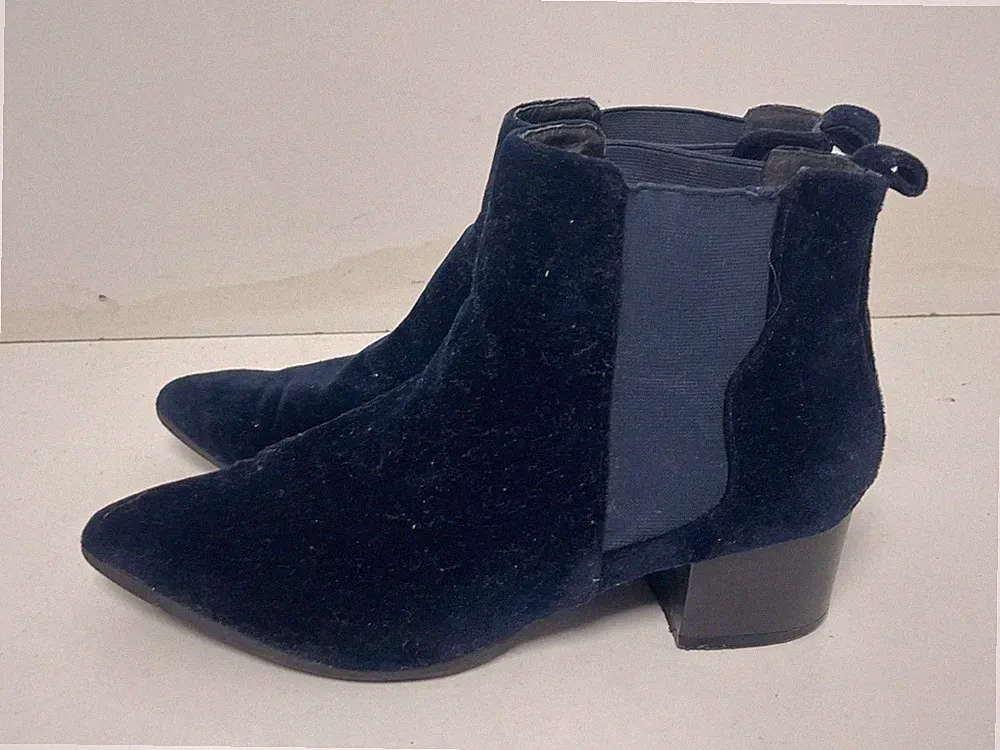 Damenschuhe marineblau Samt elastischer Seiteneinsatz Stiefeletten. UK(6)EUR(39)-E23