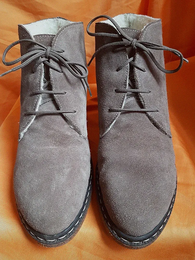 Damenstiefelette, Rieker, Gr.41, Wildleder, grau, warm gefüttert, Schnürer