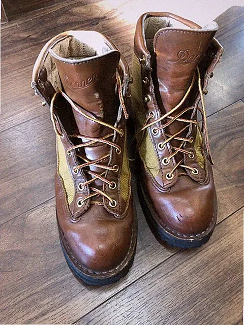 Danner Danner leichte Arbeitsstiefel braun Leder Canvas Gummisohle 24,5 cm top