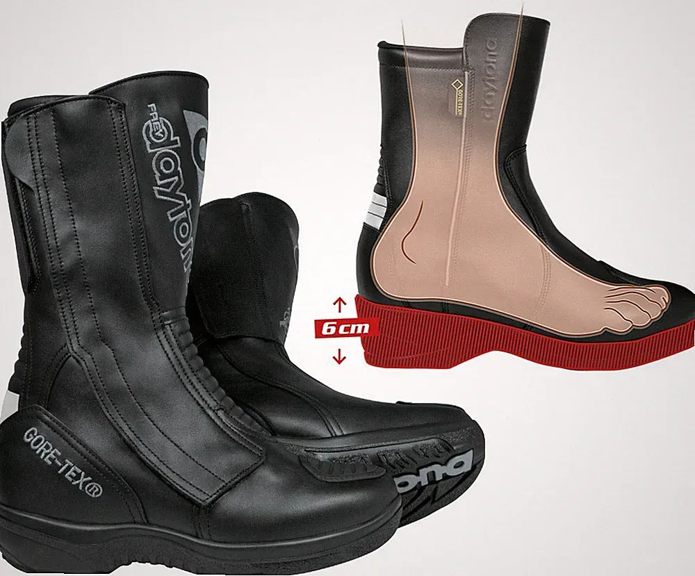 Daytona Lady Star GTX spezieller Damen Motorrad Stiefel mit 6cm Keil Erhöhung