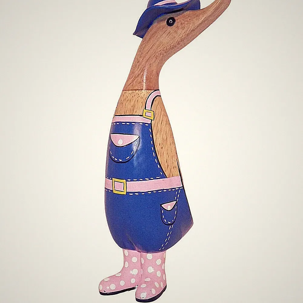 Dcuk Gärtner Entlein Gepunktet Pink Gummistiefel Natur Bambus Holz Geschnitzt