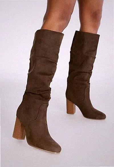 DE. WOMEN ANKLE KNEE THIGH HIGH BLOCK HEEL SLOUCH BOOTS LADIES ZIP PULL ON SHOES