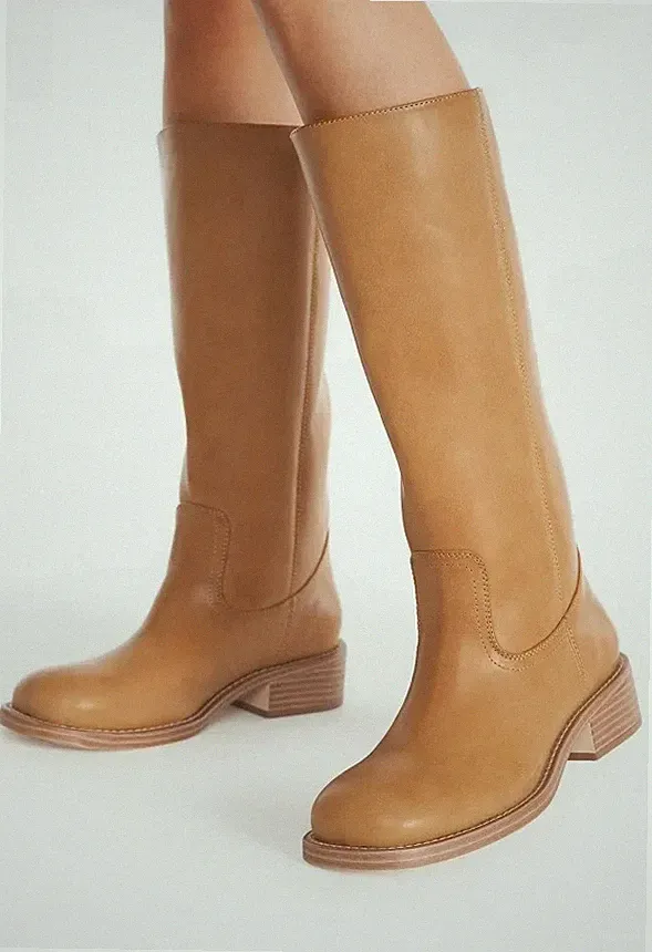 DE. WOMENS PULL ON RIDING BIKER BOOTS LADIES FLAT ROUND TOE UK SHOES SIZES 36-43