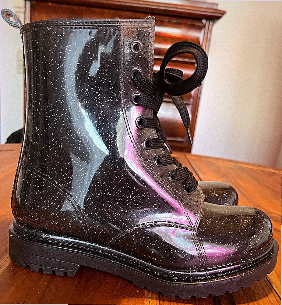 Dedoles Damen Stiefeletten/Boots EU 37 schwarz Glitzer rutschfest Gummi