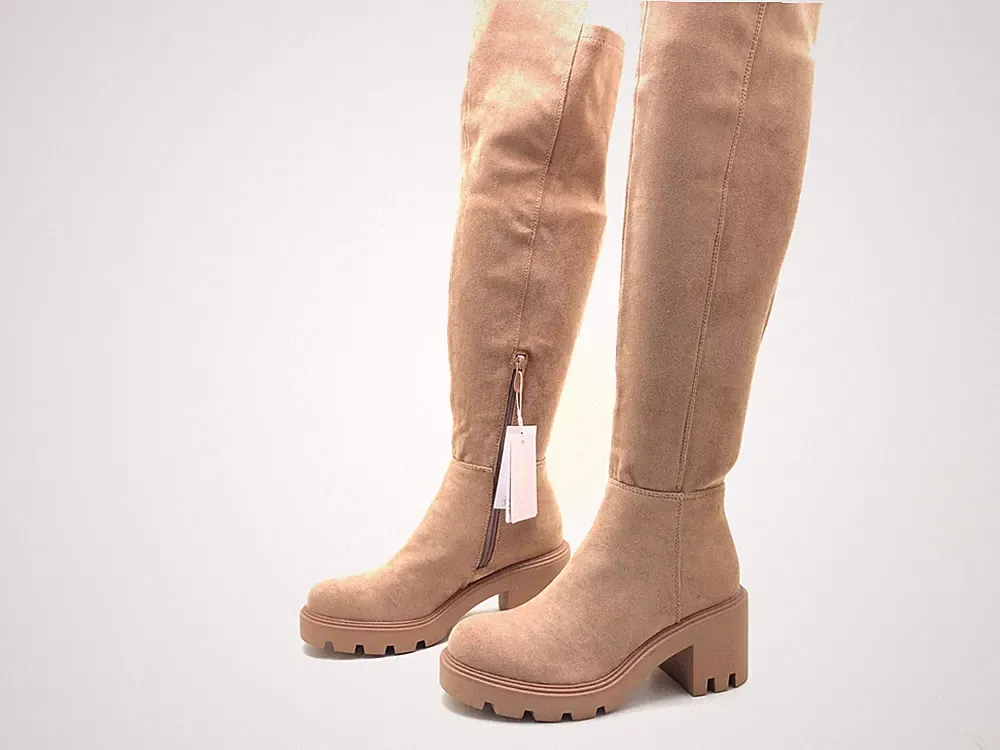 DeeZee Damen Stiefel Gr. 38 (UK5) Stiefeletten Overknees Komfortschuhe Beige