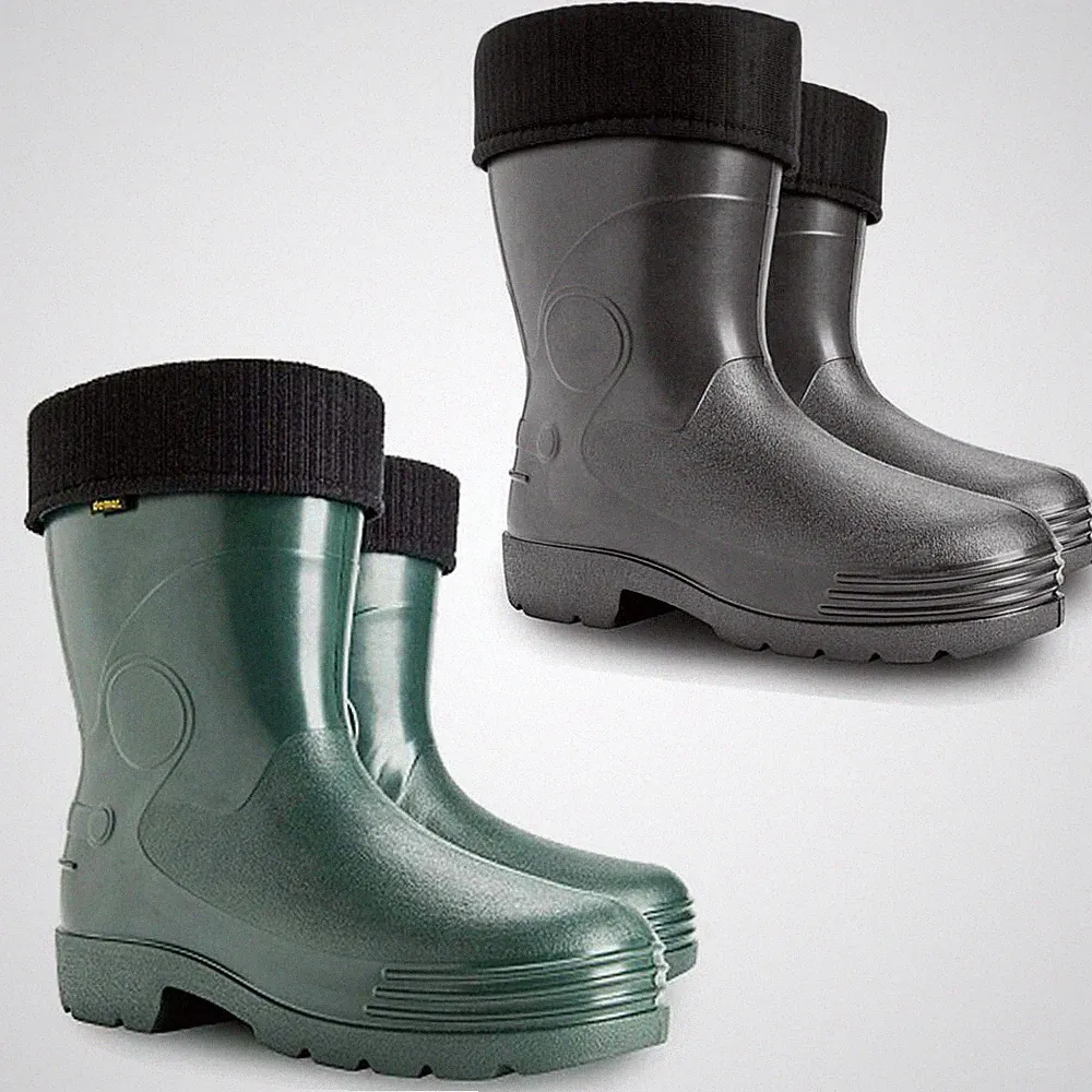 DEMAR FARMER leichte EVA Gummistiefel Thermostiefel gefüttert Grün Schwarz