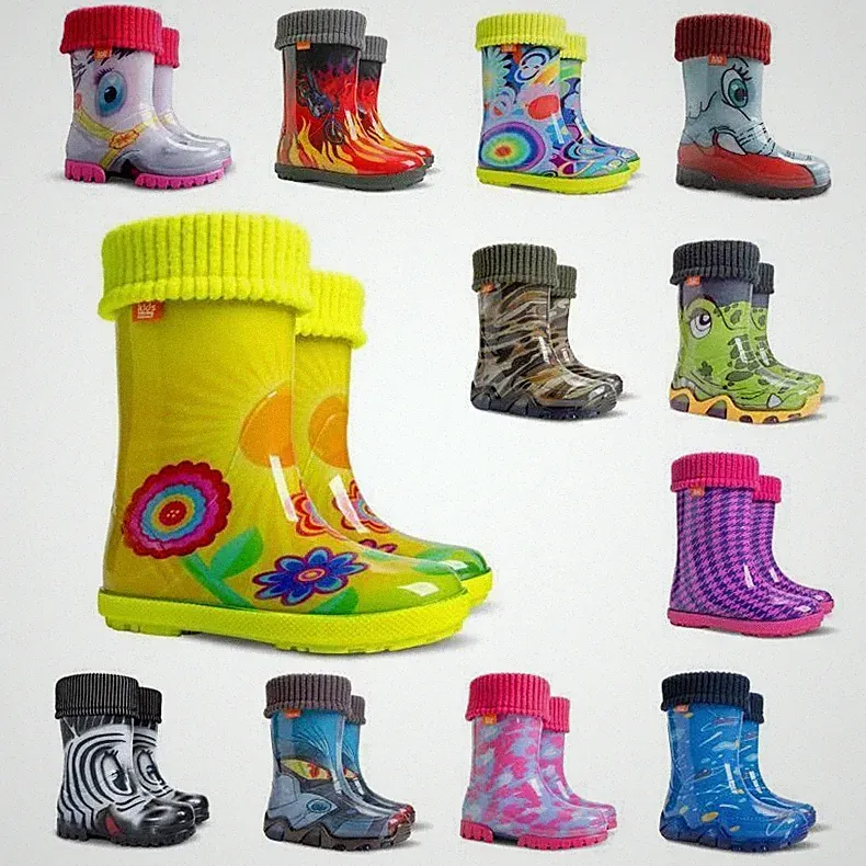 DEMAR Kinder Gummistiefel Gefüttert Jungen Mädchen Regenstiefel Regenschuhe NEU