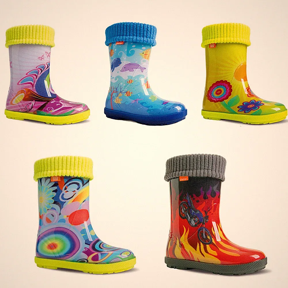 DEMAR Kinder Gummistiefel gefüttert Regenstiefel m.Stiefelsocken HAWAI LUX EXCL.