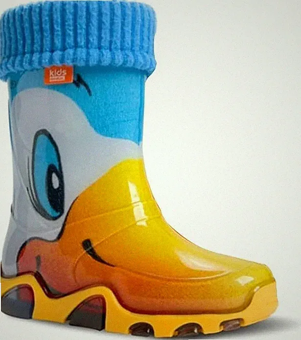 DEMAR Kinder Gummistiefel Kids Stiefel Regenstiefel gefüttert 22-35 (ENTE-LUX)