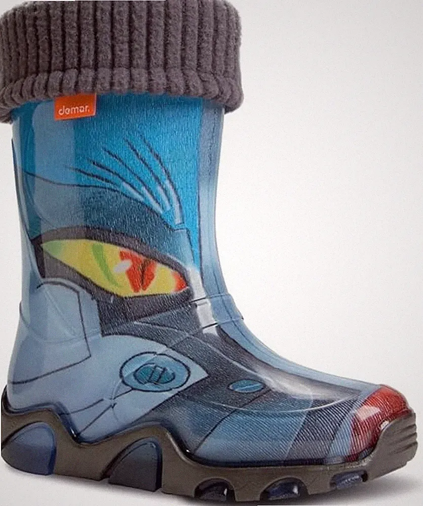 DEMAR Kinder Gummistiefel Stiefel Regenstiefel gefüttert 22-35 (TRANSFORMER-LUX)