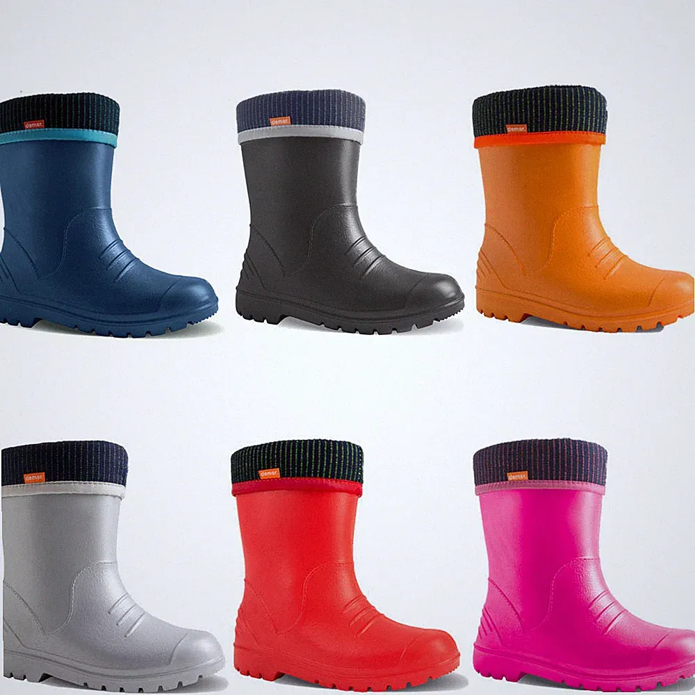 DEMAR leichte EVA Kinder Gummistiefel gefüttert Regenstiefel Thermostiefel DINO