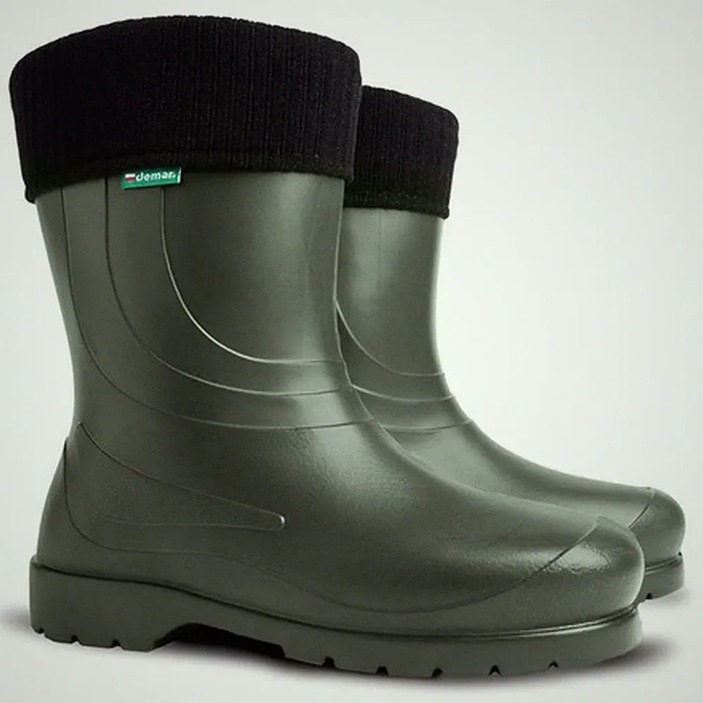 DEMAR Leichte Gummistiefel Stiefel gefüttert Grün Winterstiefel (LAURA-Z)