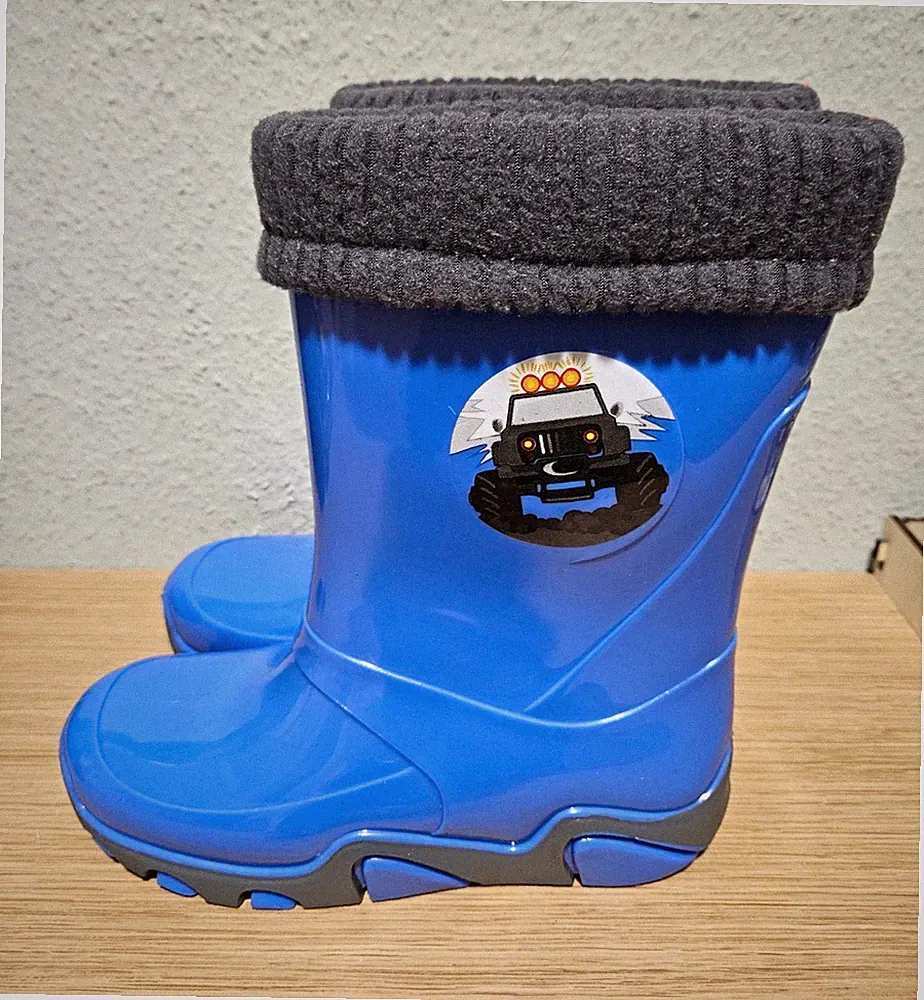 Demar REFLEX Kinder Gummistiefel EU 34/35 blau/grau reflektierend Mid Top