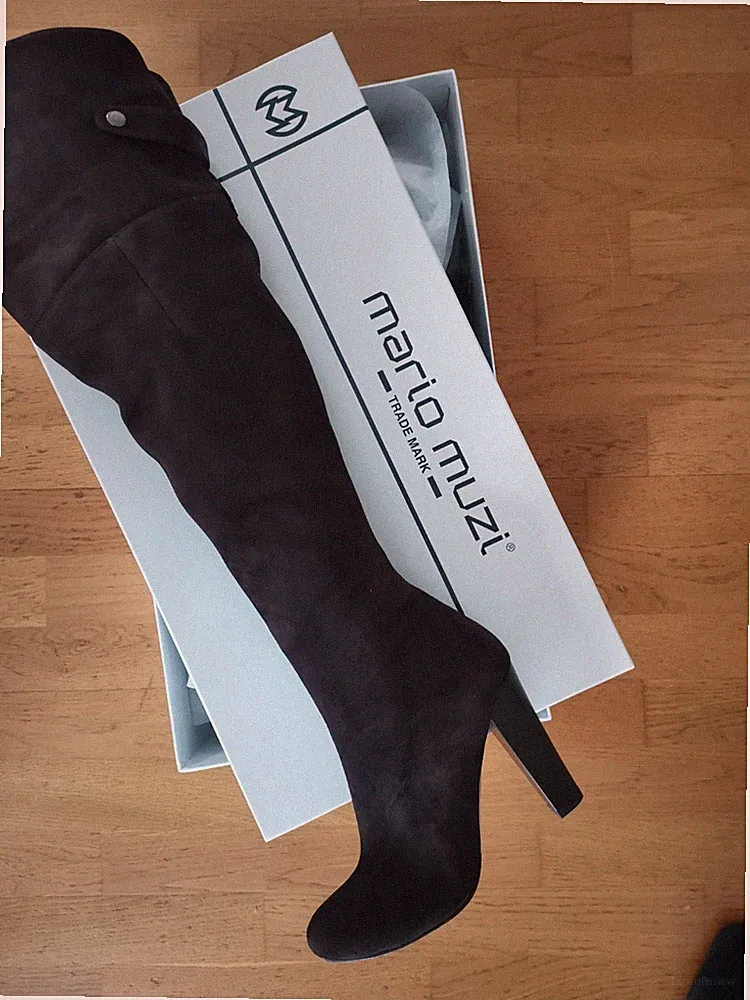Design High Heel Echtwildleder fellgefüttert Overknees Stiefel EU 37 braun
