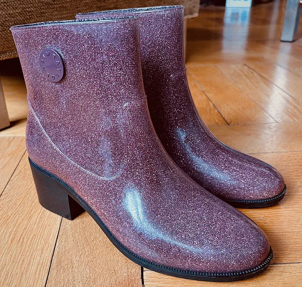 Designer BIMBA & LOLA Damen Gummiboots Regen Gummistiefel altrosa GLITZER! Gr.XL