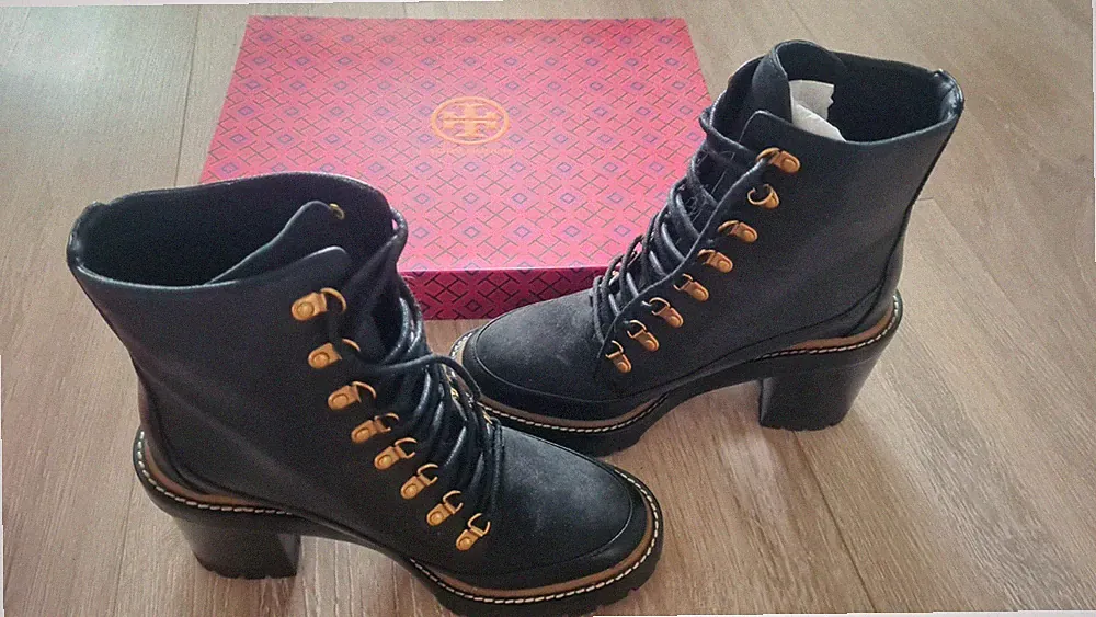 Designer Damen Schuhe, Leder, Müller 9,5 cm Lug Sole Bootie, Tumboled Leather/Nu