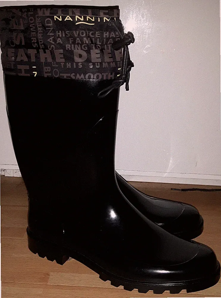 Designer Gummistiefel Nannini schwarz glänzend, 41, Made in Italy