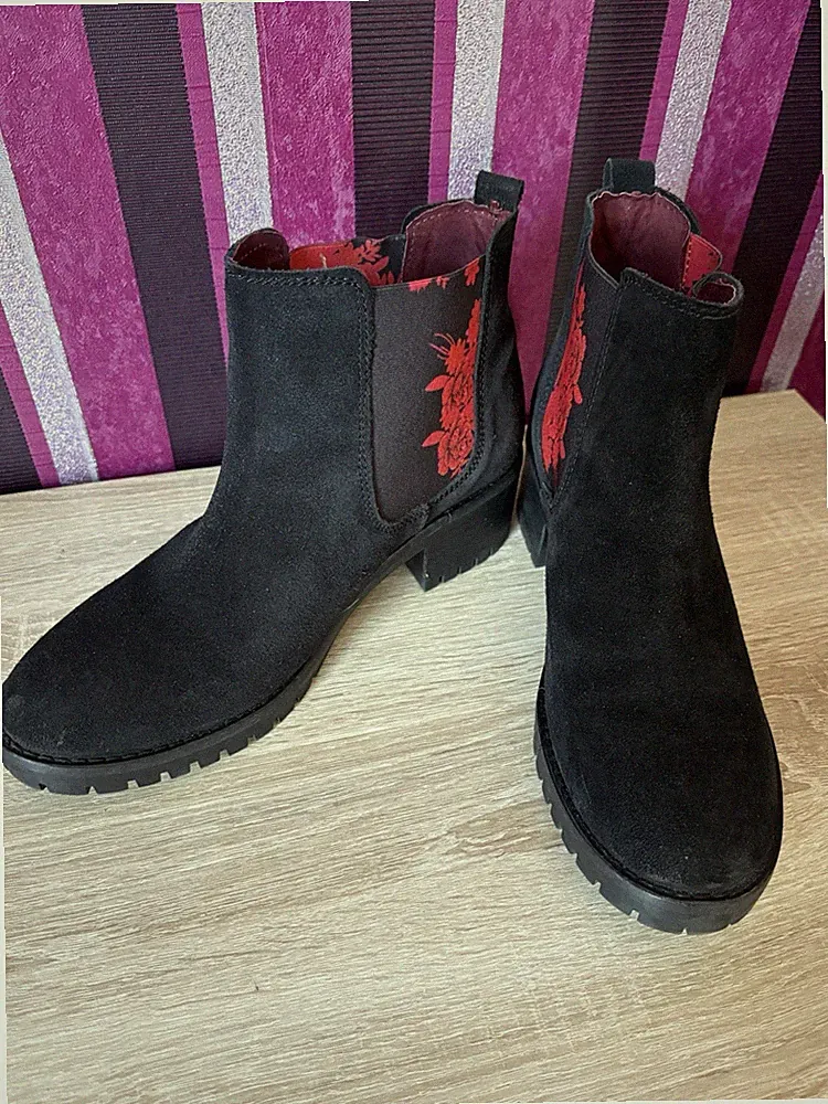 ❤️Desigual Stiefelte Gr.39 ✨Mega Schön Rosen 🌹 2xGetragen Wie NEU Anschauen