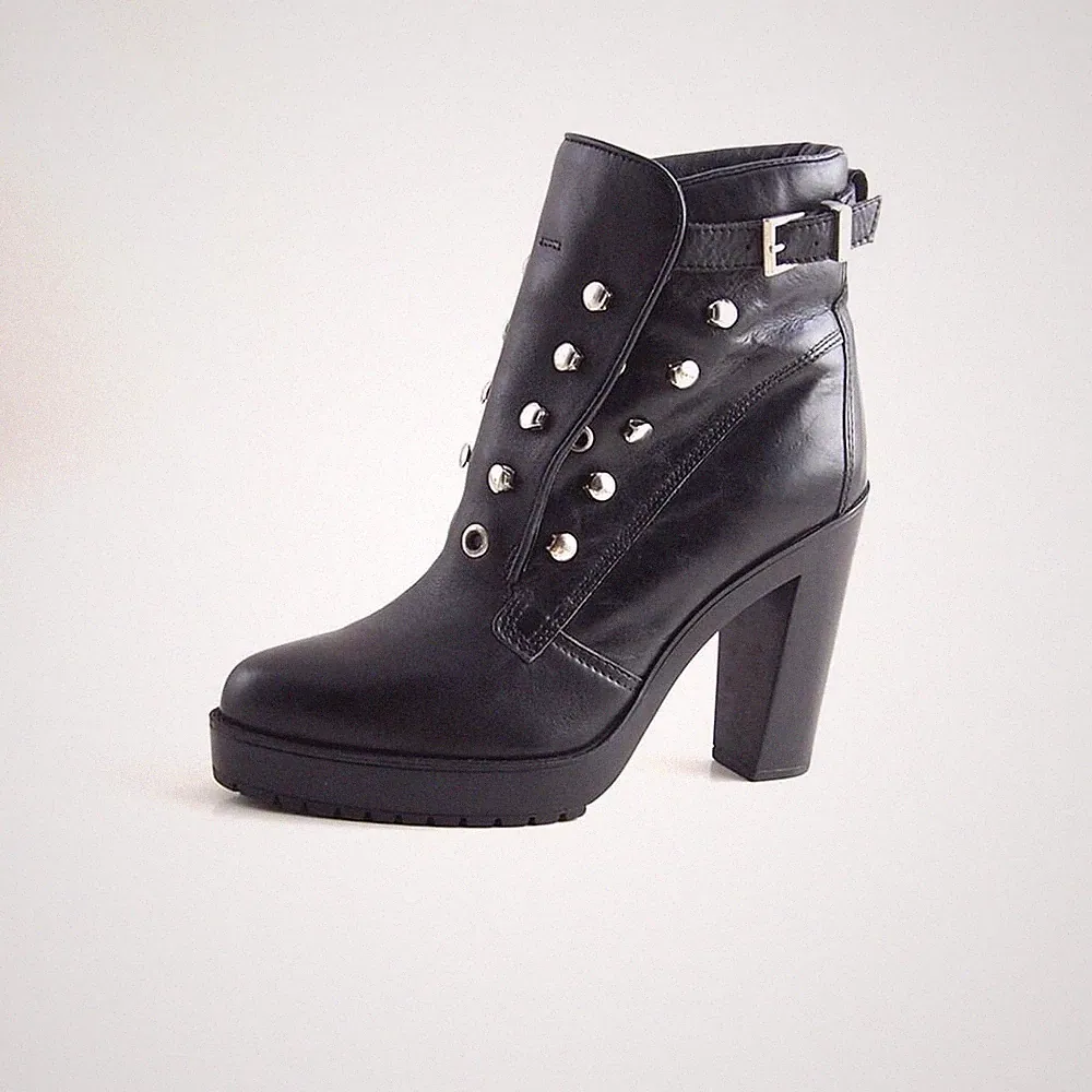 Diesel D Zana Stiefel High Heel Schwarz Leder Damen Schuhgröße US 9 EU 39