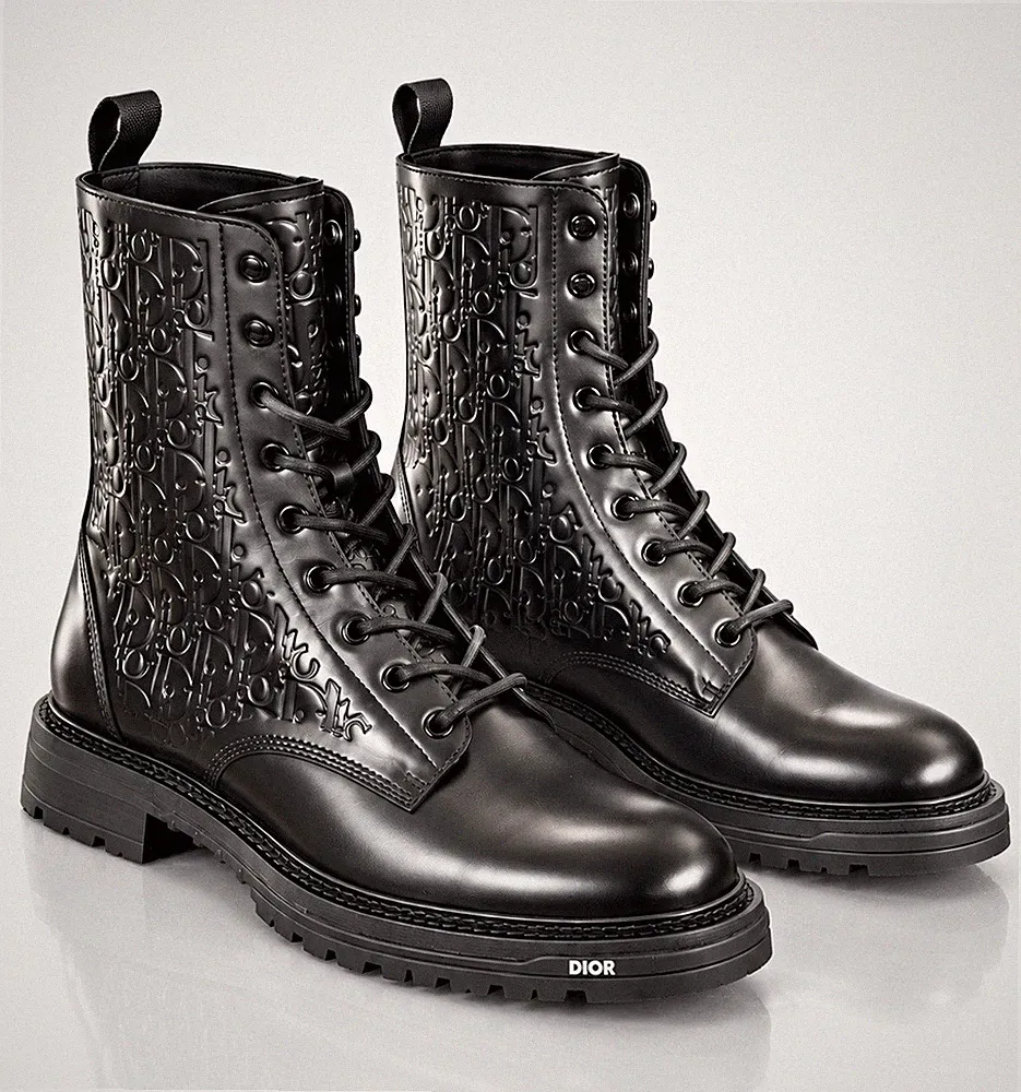 Dior Herren Boots Gr. 43 Schwarz Leder Oblique – Schnürstiefel Neu & ungetragen