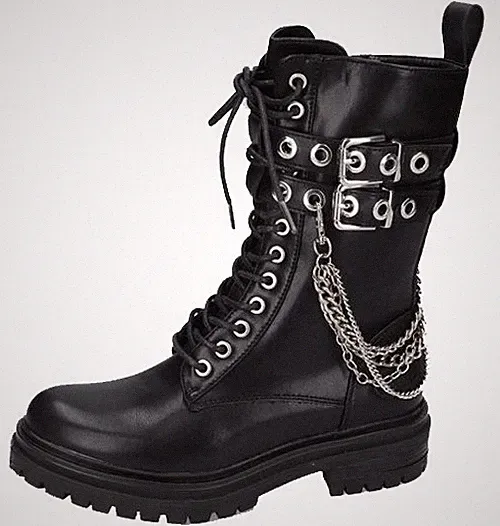 DOCKERS BY GERLI Boots schwarz Ketten Biker Rocker Punk Gr.37