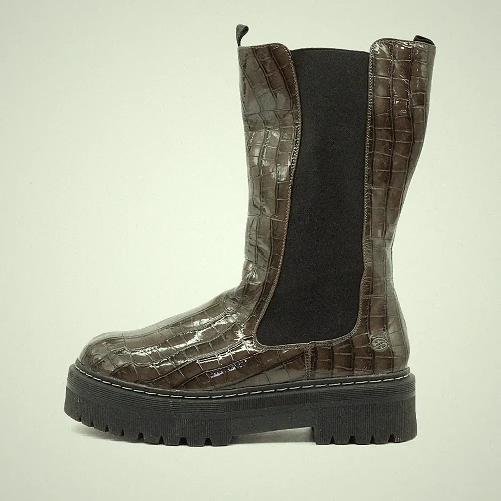 Dockers by Gerli Damen Plateau Chelsea Stiefel braun Reißverschluss, Boots EU 42