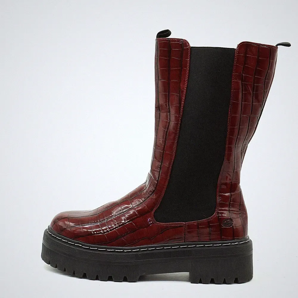 Dockers by Gerli Damen Stiefel Bordeaux Synthetik Sohle, Schlupfschaft EU 39