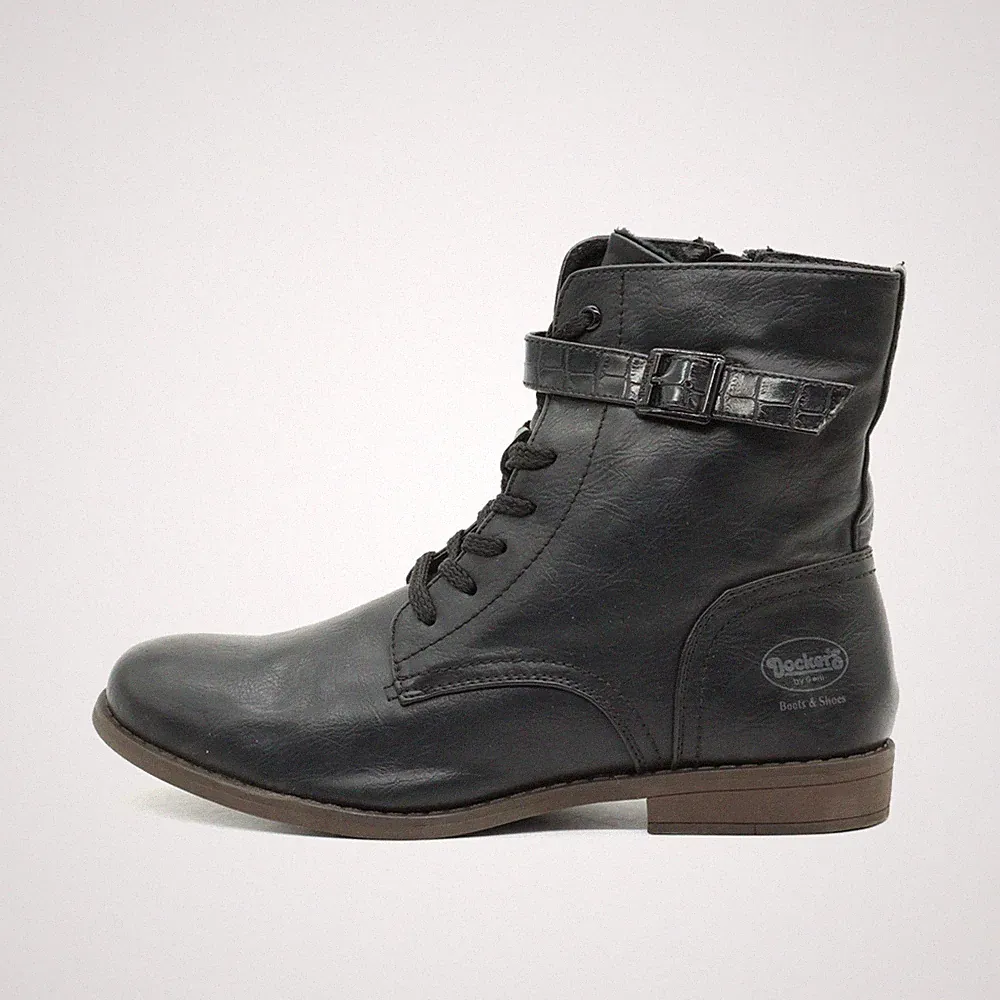 Dockers by Gerli Damen Stiefel Schwarz Schnürung Knöchel/Kurzschaftstiefel EU 39