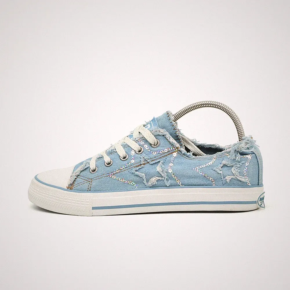 Dockers by Gerli Damen Vintage Glitzer Denim Schuh Blau Laufsohle Sneaker EU 37