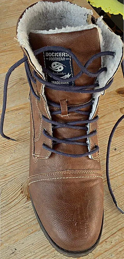 Dockers Herren Stiefeletten EU 45 Braun Leder gefüttert Schnürung Reißverschluss