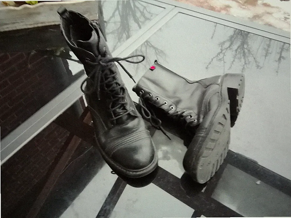 Dockers Leder Schnürboots Schnür Stiefeletten Booties gefüttert schwarz 39