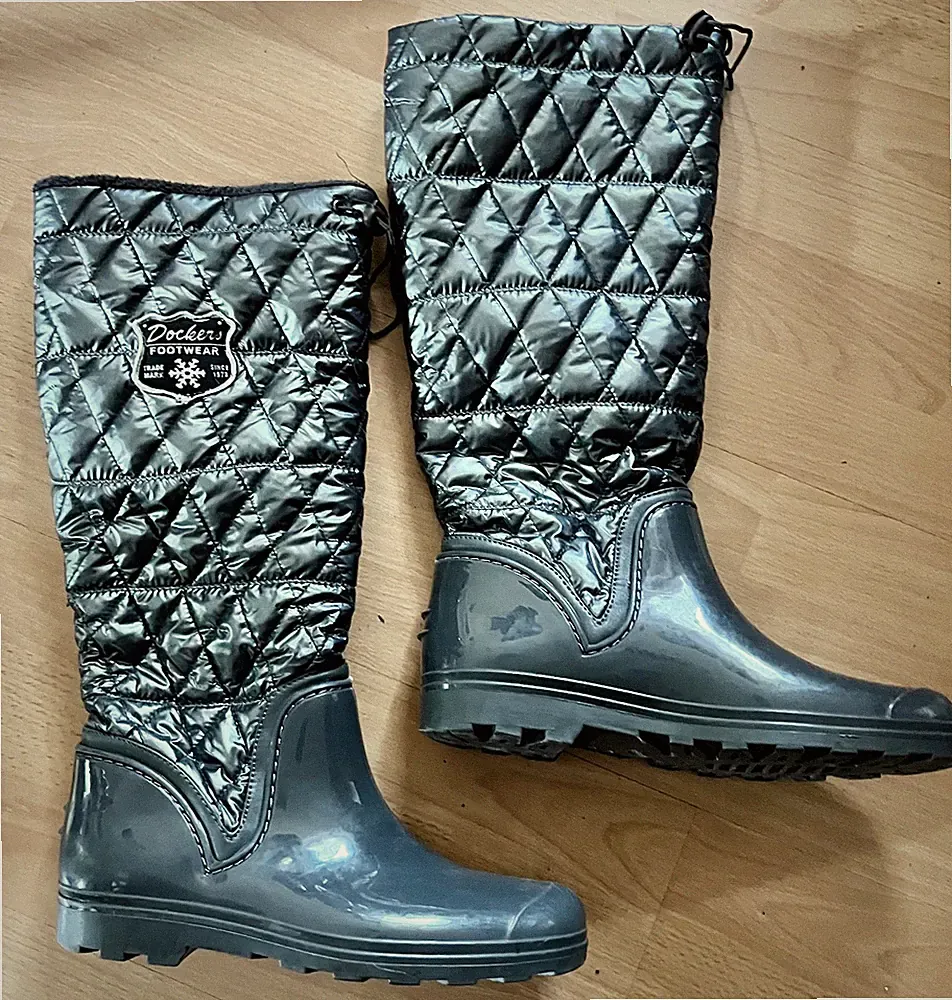 Dockers Winter-Gummistiefel gesteppt Plüschfutter Gr. 40 dunkelgrau Weitschaft