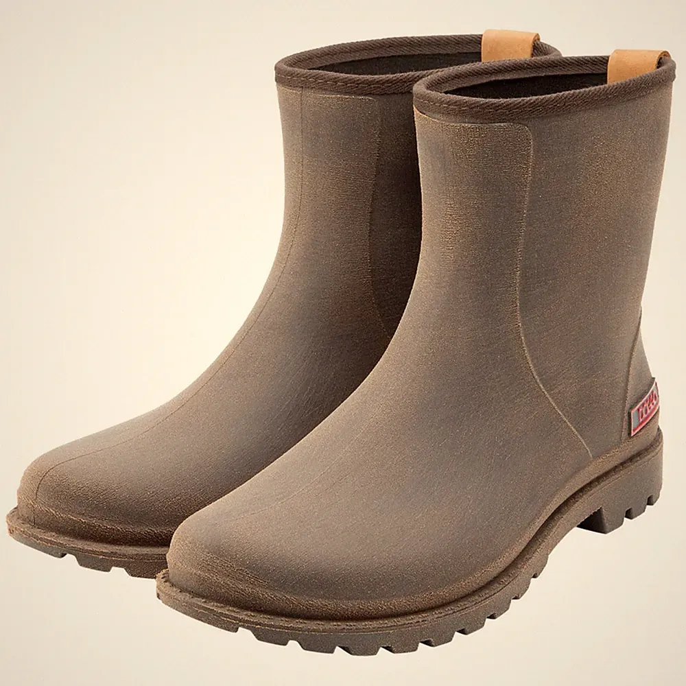 DOGGO® Bella Brushed Damenstiefe Braun - Gummistiefel in perfekter Leder Optik