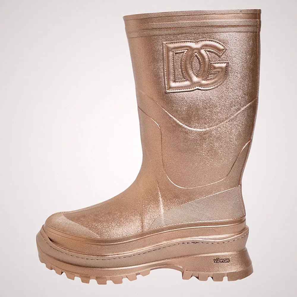 DOLCE & GABBANA Schuhe Rosegold Gummi Pull On Regenstiefel EU41 / US10,5 1130usd