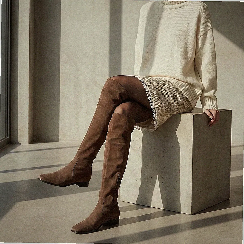 Dominici Over the knee boots 40 US 10 Damen Braunes Wildleder Italien