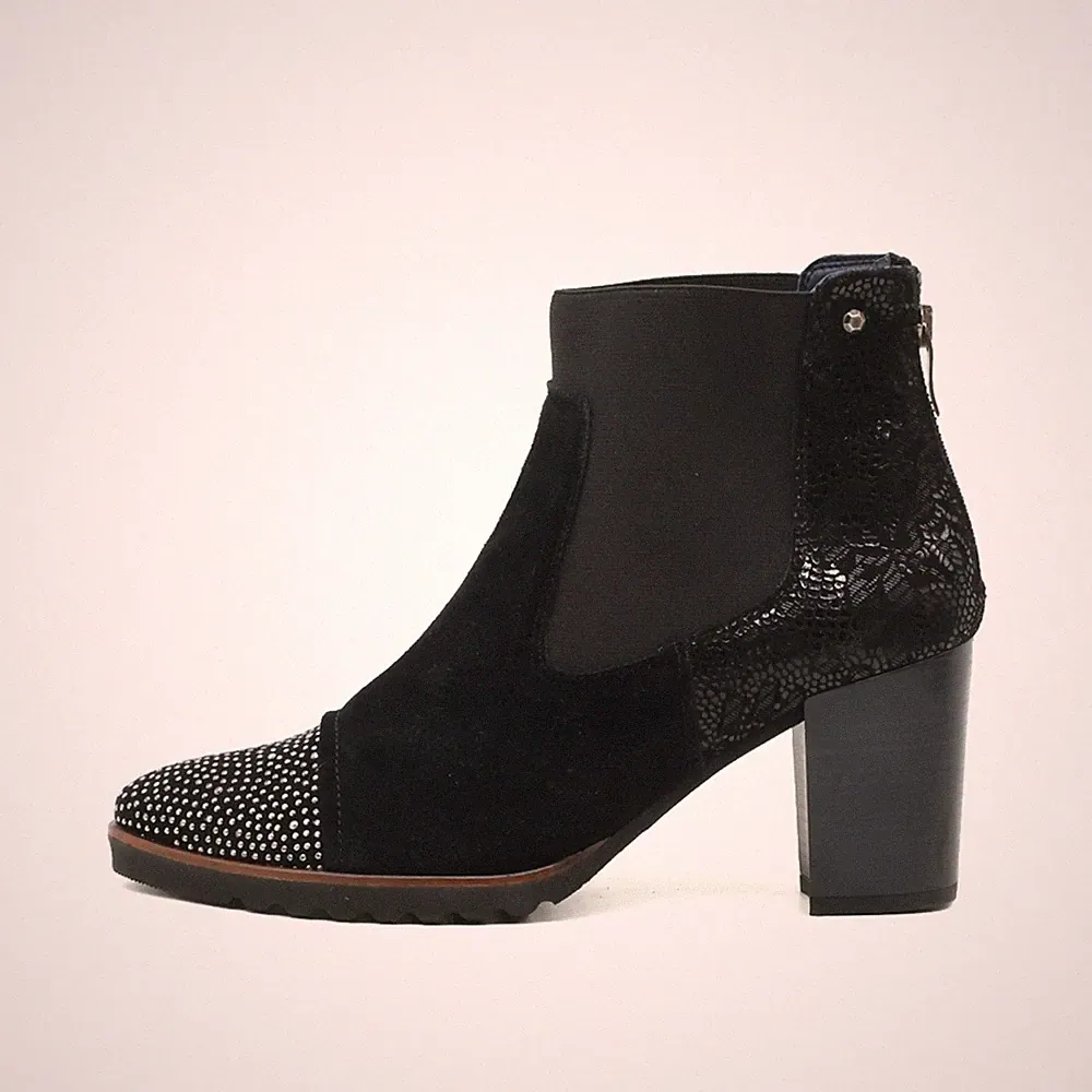 Dorking Damen Glitzerstiefelette Stiefel Schwarz Eleganz Stiefelette EU 39