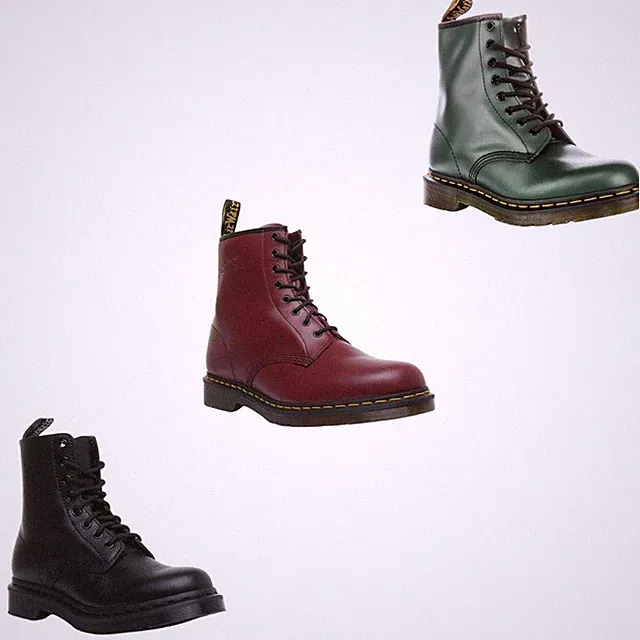 DR MARTENS 1460 Smoth Core Schnürer 8 Ösen Damenstiefel IN Grün EU 36-42