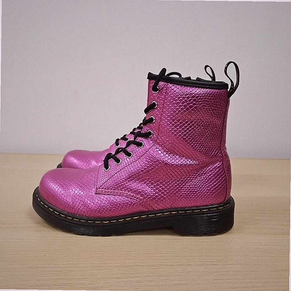 Dr Martens 1460 Y Pink Croc Print Leather Zip Ankle Boots Uk 4 Eu 37 Damen