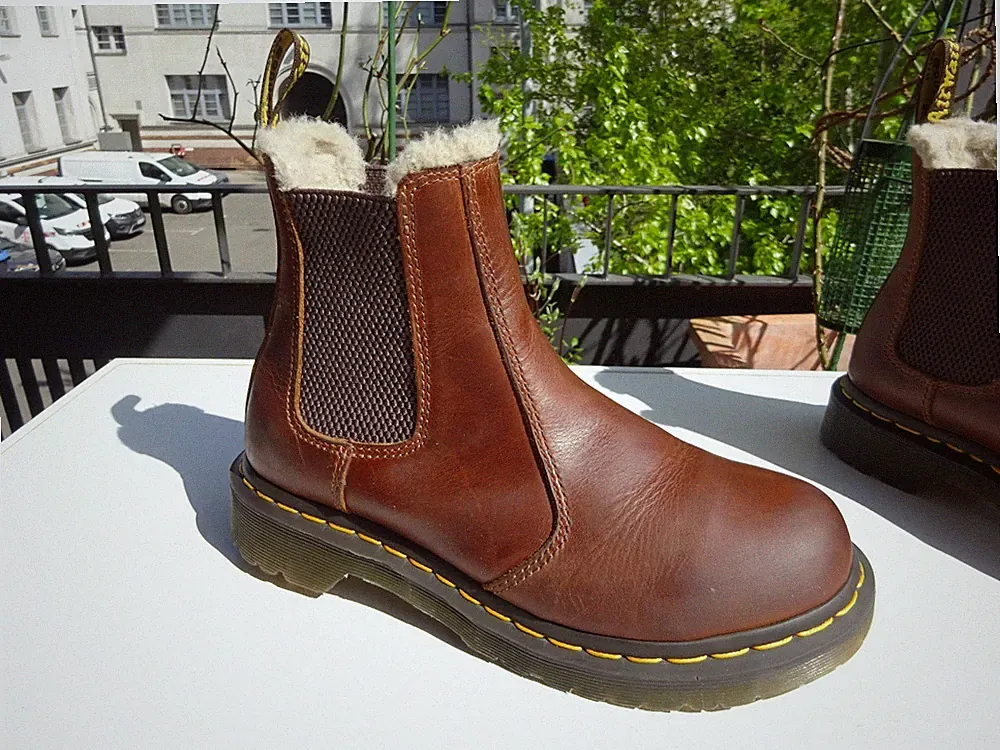 DR. MARTENS 2976 LEONORE Chelsea Stiefel Leder Wolle Braun England Gr.37(UK4 TOP